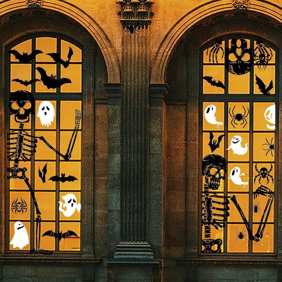 Halloween Window Clings Scary Halloween Window Decorations 3D Skeleton Windows C - Picture 1 of 6
